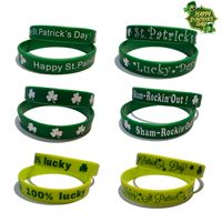 Saint Patrick Trèfle Lettre Plastique Gel De Silice Fête Bracelet Accessoires De Déguisement 1 Pièce main image 1