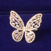 Moda Mariposa Metal Embutido Diamantes De Imitación Mujeres Anillos sku image 9
