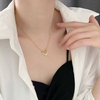 Fashion Heart Shape Titanium Steel Inlaid Gold Pendant Necklace 1 Piece main image 5