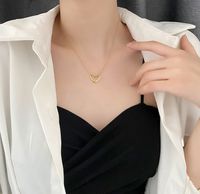 Fashion Heart Shape Titanium Steel Inlaid Gold Pendant Necklace 1 Piece main image 3