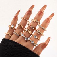 13 Pieces Fashion Geometric Alloy Plating Artificial Diamond Unisex Rings main image 1