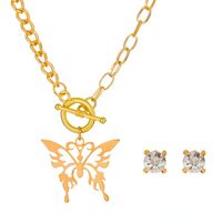 Fashion Butterfly Copper Inlay Zircon Necklace 1 Piece main image 2