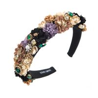 Fashion Flower Cloth Appliques Inlay Glass Pearl Hair Band 1 Piece main image 3