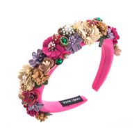Fashion Flower Cloth Appliques Inlay Glass Pearl Hair Band 1 Piece sku image 1
