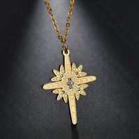 European And American Jewelry Simple Irregular Women's Creative Symbol Diamond Cross Pendant Stainless Steel Necklace Wholesale sku image 2