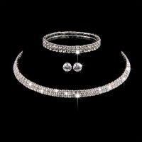 Lujoso Geométrico Aleación Enchapado Diamantes De Imitación Plateado Mujeres Pulsera Aretes Collar sku image 1