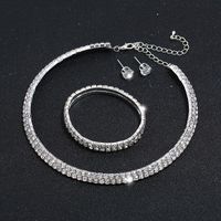 Luxurious Geometric Alloy Plating Rhinestones Silver Plated Women's Bracelets Earrings Necklace main image 2