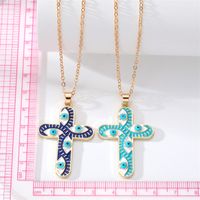 1 Piece Simple Style Cross Eye Alloy Enamel Unisex Pendant Necklace main image 11