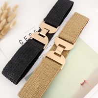 Casual Solid Color Alloy Elastic Band Women's Woven Belts 1 Piece main image 1