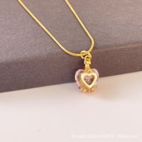 Cute Heart Shape Titanium Steel Plating Artificial Crystal Pendant Necklace 1 Piece main image 2