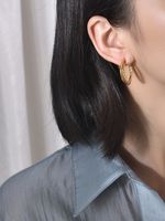 1 Pair Simple Style C Shape Twist Plating Stainless Steel Gold Plated Ear Studs main image 5