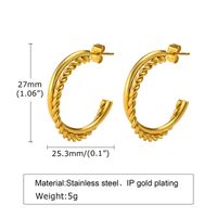 1 Pair Simple Style C Shape Twist Plating Stainless Steel Gold Plated Ear Studs sku image 1