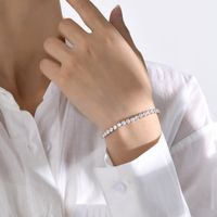 Simple Style Square Stainless Steel Inlay Zircon Bracelets main image 4