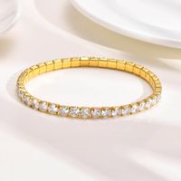 Simple Style Square Stainless Steel Inlay Zircon Bracelets main image 1