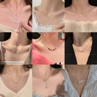 1 Piece Sweet Heart Shape Butterfly Bow Knot Alloy Beaded Plating Inlay Rhinestones Women's Pendant Necklace main image 4