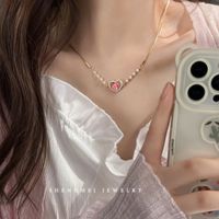 1 Piece Sweet Heart Shape Butterfly Bow Knot Alloy Beaded Plating Inlay Rhinestones Women's Pendant Necklace sku image 23