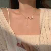 1 Piece Sweet Heart Shape Butterfly Bow Knot Alloy Beaded Plating Inlay Rhinestones Women's Pendant Necklace sku image 5