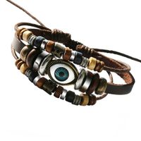 1 Piece Retro Devil's Eye Pu Leather Alloy Beaded Unisex Bracelets sku image 1