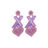 1 Pair Fashion Heart Shape Beaded Sequin Handmade Women's Drop Earrings sku image 1