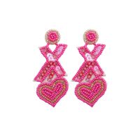 1 Pair Fashion Heart Shape Beaded Sequin Handmade Women's Drop Earrings sku image 6