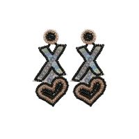 1 Pair Fashion Heart Shape Beaded Sequin Handmade Women's Drop Earrings sku image 3
