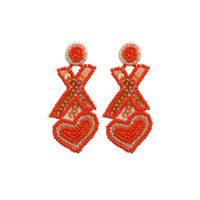 1 Pair Fashion Heart Shape Beaded Sequin Handmade Women's Drop Earrings sku image 4