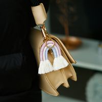 Bohemian Rainbow Alloy Cotton Thread Braid Bag Pendant Keychain main image 3