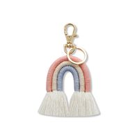 Bohemian Rainbow Alloy Cotton Thread Braid Bag Pendant Keychain sku image 3