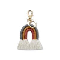 Bohemian Rainbow Alloy Cotton Thread Braid Bag Pendant Keychain sku image 2