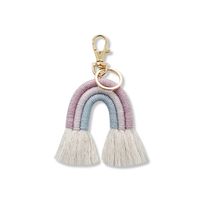 Bohemian Rainbow Alloy Cotton Thread Braid Bag Pendant Keychain sku image 1