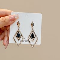 1 Pair Fashion Heart Shape Alloy Inlay Artificial Diamond Women's Drop Earrings sku image 2