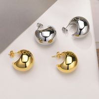 Simple Style Solid Color Stainless Steel Plating Ear Studs 1 Pair main image 1