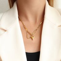 1 Piece Fashion Heart Shape Titanium Steel Women's Bracelets Necklace sku image 2