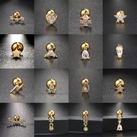 1 Piece Fashion Pentagram Heart Shape Flower Plating Inlay Copper Zircon Ear Studs main image 1