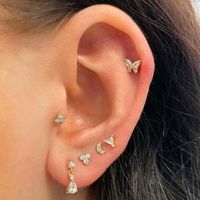 1 Piece Fashion Pentagram Heart Shape Flower Plating Inlay Copper Zircon Ear Studs main image 5
