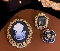Fashion Oval Flower Butterfly Copper Inlay Rhinestones Pearl Women's Brooches sku image 114