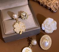 Moda Oval Flor Mariposa Cobre Embutido Diamantes De Imitación Perla Mujeres Broches sku image 115