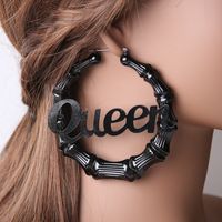 1 Pair Hip-hop Letter Alloy Women's Hoop Earrings main image 3