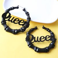 1 Pair Hip-hop Letter Alloy Women's Hoop Earrings main image 4