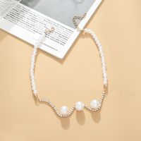 1 Piece Simple Style Geometric Pearl Beaded Rhinestones Gold Plated Women's Necklace main image 10
