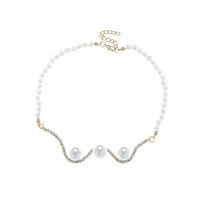 1 Piece Simple Style Geometric Pearl Beaded Rhinestones Gold Plated Women's Necklace main image 3