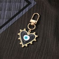 Fashion Devil's Eye Heart Shape Arylic Alloy Bag Pendant Keychain sku image 1