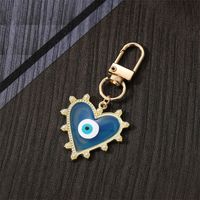 Fashion Devil's Eye Heart Shape Arylic Alloy Bag Pendant Keychain sku image 2
