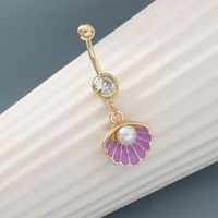 Simple Style Shell Metal Scallop Pearl Belly Ring 1 Piece main image 5
