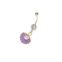 Simple Style Shell Metal Scallop Pearl Belly Ring 1 Piece main image 3