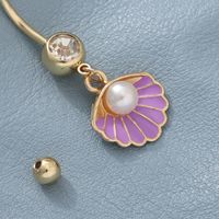 Simple Style Shell Metal Scallop Pearl Belly Ring 1 Piece main image 6