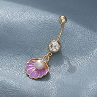 Simple Style Shell Metal Scallop Pearl Belly Ring 1 Piece sku image 1