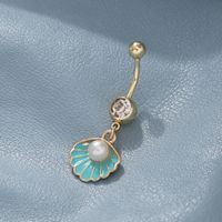 Simple Style Shell Metal Scallop Pearl Belly Ring 1 Piece sku image 2