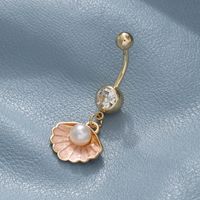 Simple Style Shell Metal Scallop Pearl Belly Ring 1 Piece sku image 3