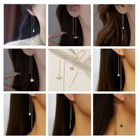 Casual Water Droplets Copper Inlay Zircon Ear Line 1 Pair main image 1